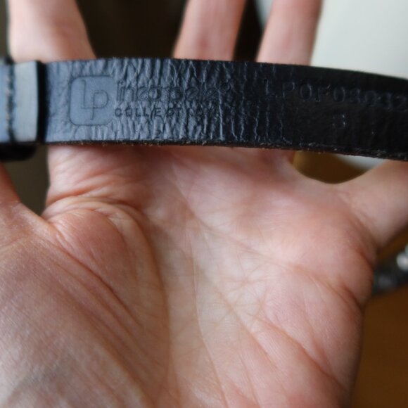 Linea Pelle belt black leather and silver buckle, studs, grommets size S Y2K main image 11
